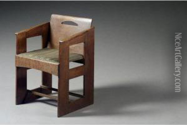 A Fine Armchair, Designed For The Willow Tea Rooms Oil Painting - Charles Rennie Mackintosh