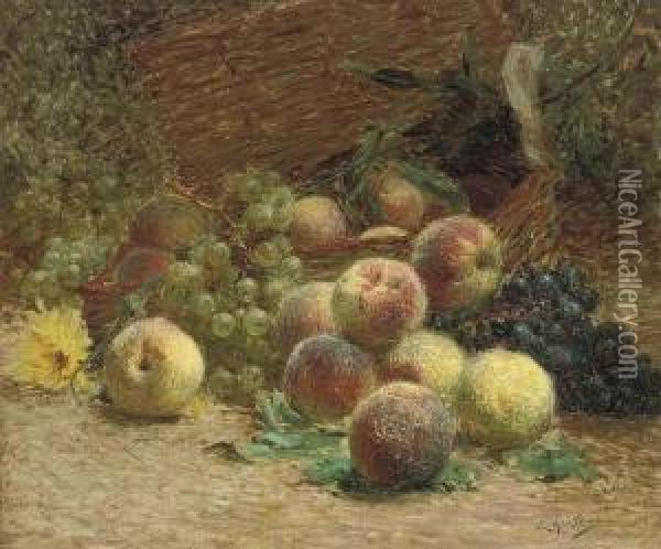 Peaches And Grapes Oil Painting - Ernst Edouard Martens