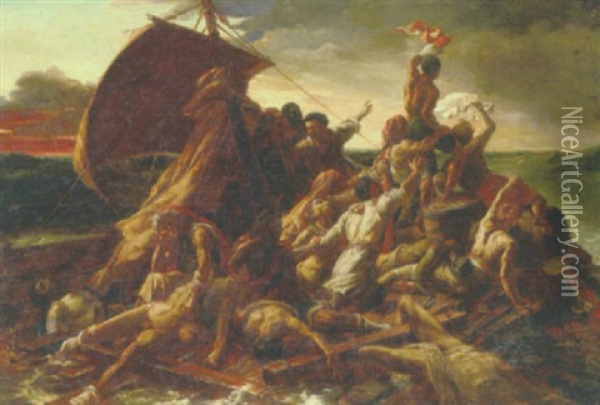 Skibsbrudne Pa En Tommerflade I Uvejr Oil Painting - Theodore Gericault