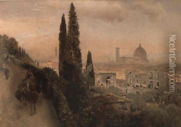Ansicht Von Florenz Mit Blick Auf Den Dom Oil Painting - Oswald Achenbach