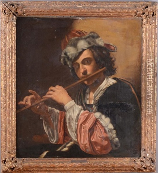 The Flute Player Oil Painting - Bartolomeo Manfredi