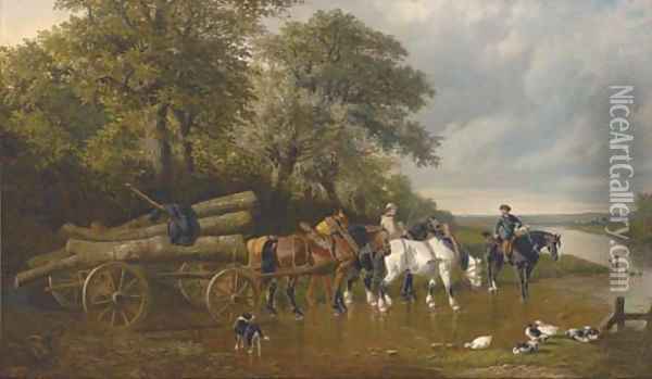 The timber wagon Oil Painting - S. J. Clarke