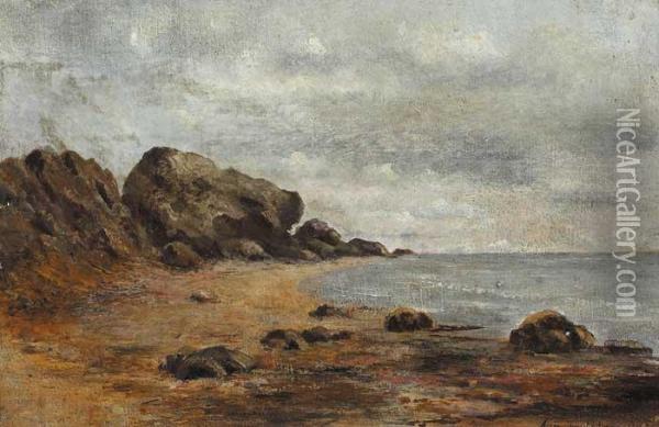 Strand With Rocks Oil Painting - Alexander Williams