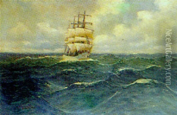 Schulschiff Im Indischen Ozean Oil Painting - Alfred Serenius Jensen