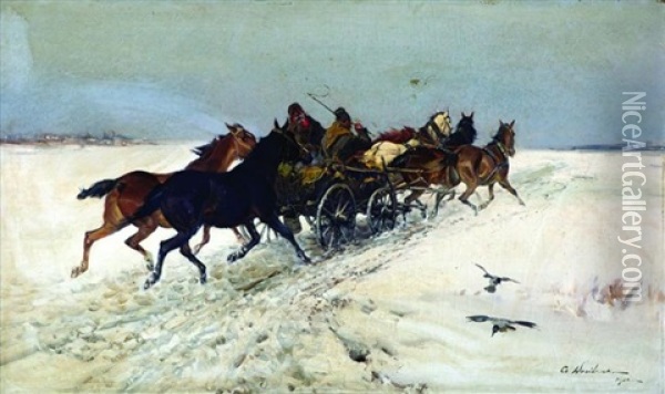 Horseriders Oil Painting - Czeslaw Wasilewski