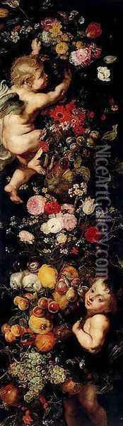 Garland of flowers and fruits Oil Painting - Frans Snyders