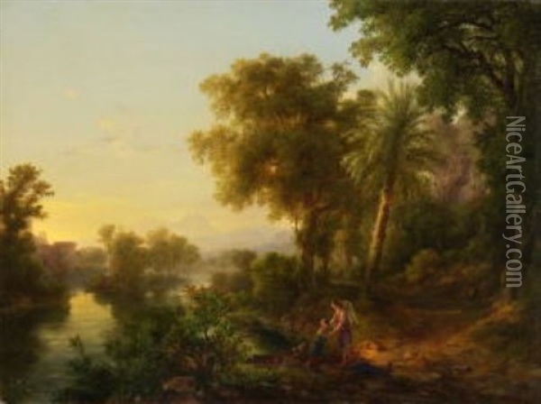 Sudliche Fluslandschaft Oil Painting - Karoly Marko the Elder
