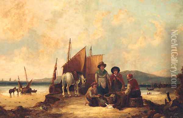 Counting the Catch Oil Painting - William Joseph Shayer