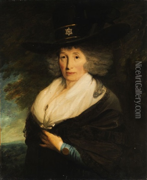 Portrait Einer Dame Mit Weitem, Schwarzem Hut Uber Grau Gepudertem Haar Oil Painting - Thomas Gainsborough