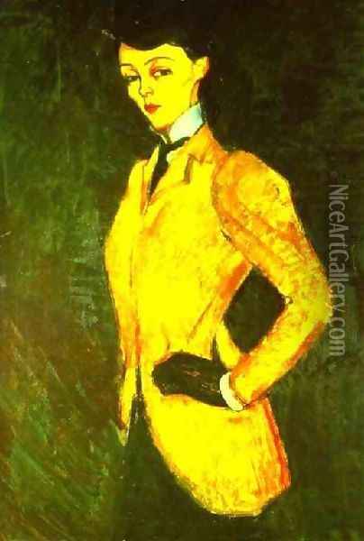 Woman In Yellow Jacket The AmazonWoman In Yellow Jacket The Amazon Oil Painting - Amedeo Modigliani