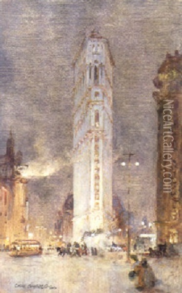 Times Square Oil Painting - Colin Campbell Cooper