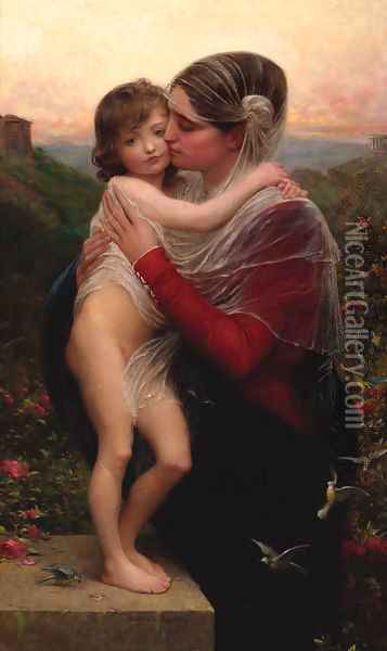 A mother and child Oil Painting - Lionel Noel Royer