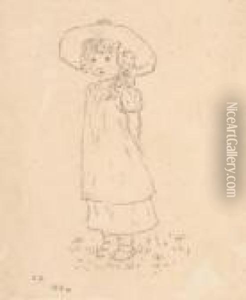 Sketch Of A Young Girl Oil Painting - Kate Greenaway