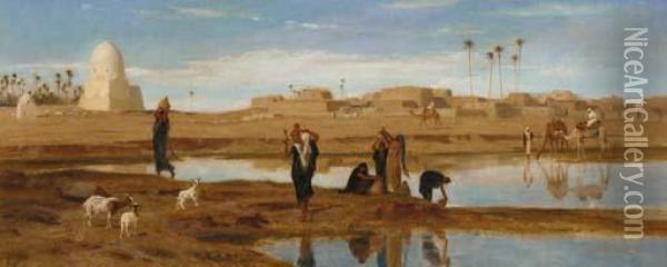 On The Banks Of The Nile Oil Painting - Frederick Goodall