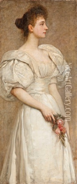 Portrait Of Mrs. Odonne Szmrecsanyi Irma Lechner Oil Painting - Karoly Lotz