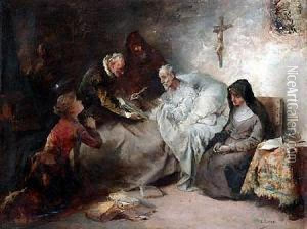Testamento De Cervantes Oil Painting - Eduardo Cano De La Pena