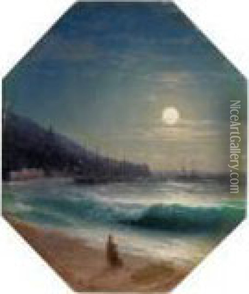 Marine Au Clair De Lune Oil Painting - Ivan Konstantinovich Aivazovsky