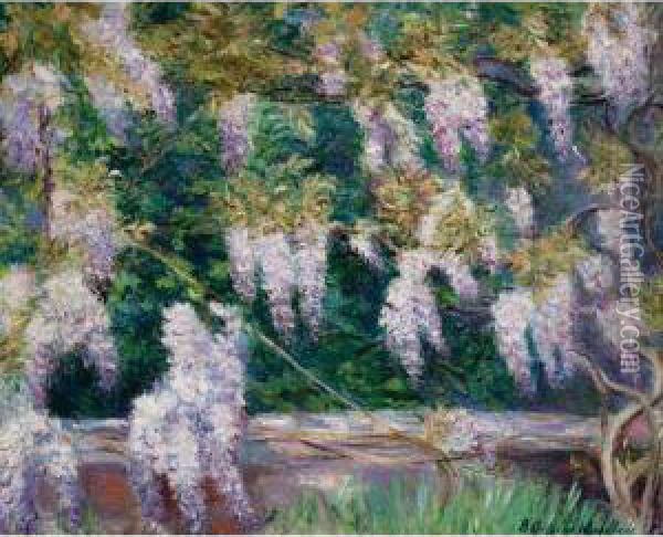 Glycines A Giverny Oil Painting - Blanche Hoschede-Monet