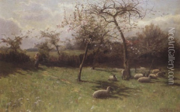 A Spring Morning Oil Painting - Sir Alfred East