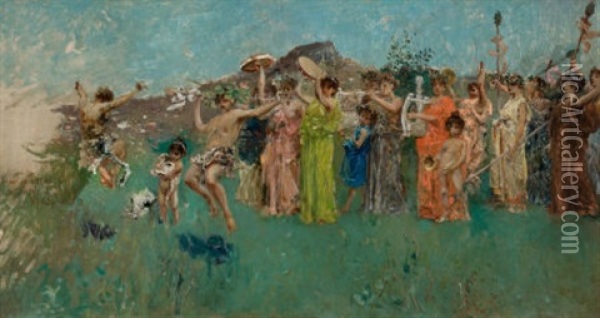 The Vintage Festival (bacchanalia) Oil Painting - Robert Frederick Blum