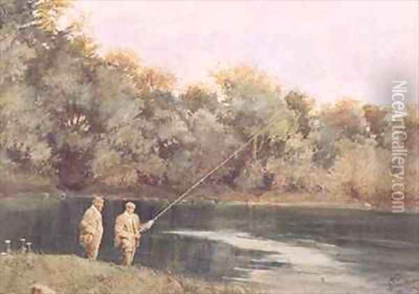 At the Vale of Health Pond, Hampstead Heath Oil Painting - James Loxham Browne