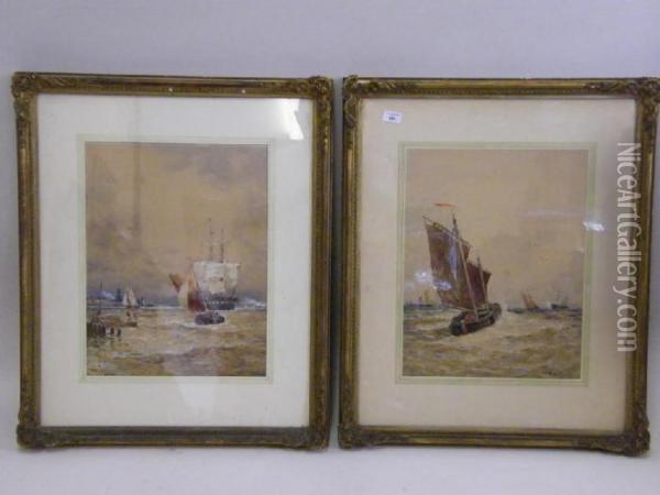 Busy Shipping Scenes Oil Painting - Thomas Bush Hardy
