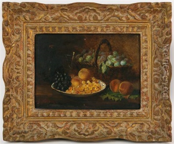 Nature Morte Au Panier De Raisins Oil Painting - Elise (Puyroche) Wagner