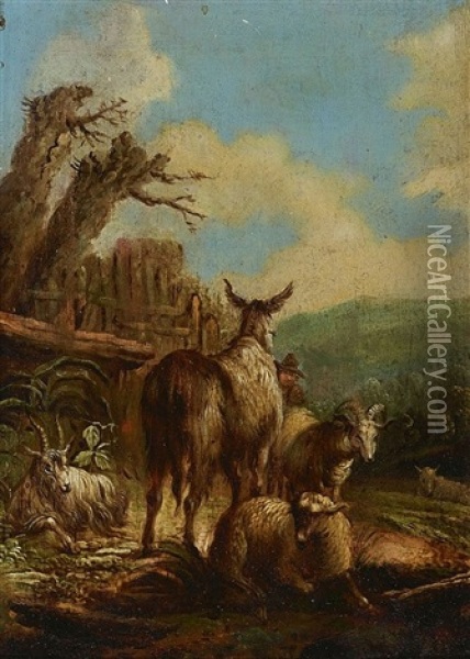 Hirte Mit Vieh Oil Painting - Johann Heinrich Roos
