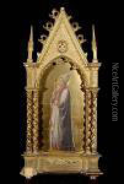 A Single Section Of An Alterpiece Depicting A Bishop (st. Zenobius) Oil Painting - Fra Angelico (Guido di Pietro)