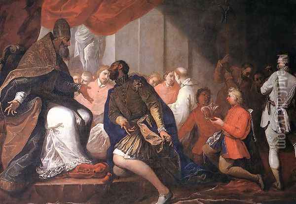 Paul III Appointing His Son Pier Luigi to Duke of Piacenza and Parma c. 1687 Oil Painting - Sebastiano Ricci