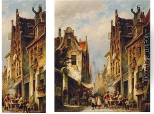 Le Quartier Juif D'amsterdam Oil Painting - Cornelis Christiaan Dommelshuizen