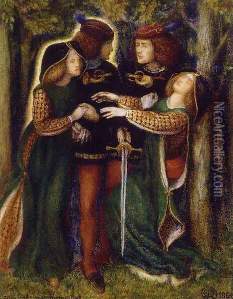How They Met Themselves Oil Painting - Dante Gabriel Rossetti