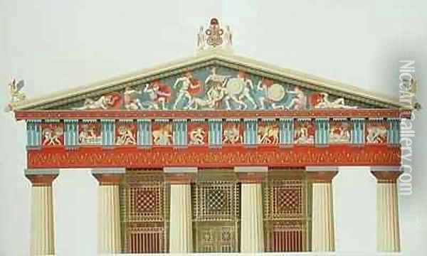 Facade of the Temple of Jupiter at Aegina Oil Painting - Daumont