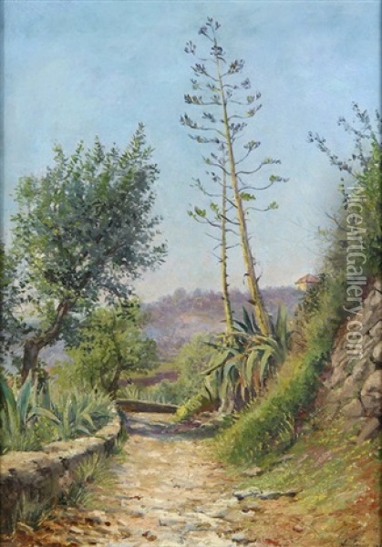Chemin Montant (uphill Path) Oil Painting - Jules Ambroise Francois Naudin