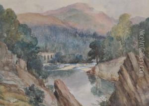 River Scene In Perthshire Oil Painting - Charles Alexander Smith
