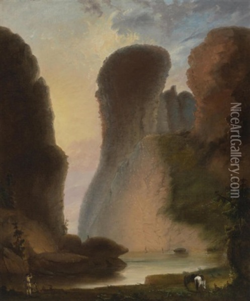 Hell-gate, Sweet Water River (porte D'enfer), Wyoming Oil Painting - Alfred Jacob Miller