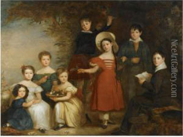 Portrait Of The Burn-murdoch Family Of Gartincaber Oil Painting - William Smellie Watson