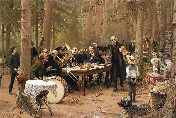 The Orchestra, Biergarten Oil Painting - Wilhelm-Carl-August Zimmer