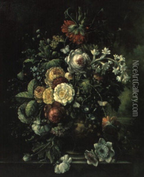 Blumenstraus In Einer Prunkvase Oil Painting - Nicolas de Largilliere