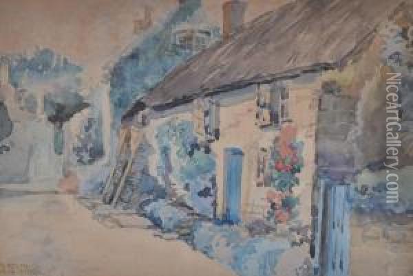 Cottages At Burton Bradstock, 
Dorset Oil Painting - Francis Browne Tighe
