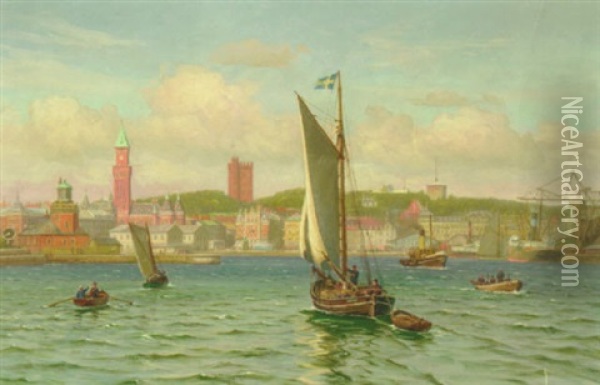 Udsigt Mod Helsingborg Oil Painting - Vilhelm Karl Ferdinand Arnesen