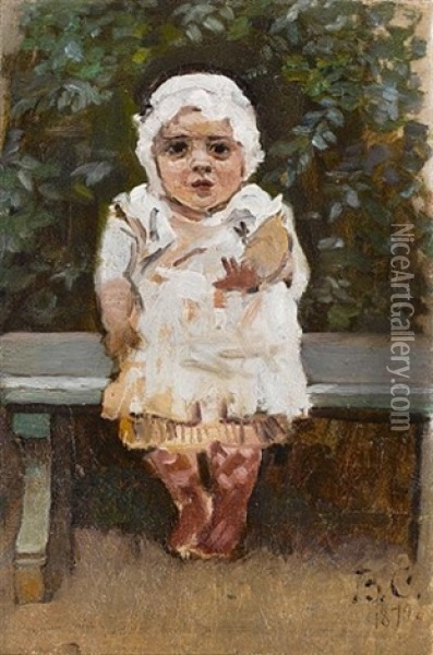 Olga Vasilievna, The Artist's Daughter (sketch) Oil Painting - Vasili Ivanovich Surikov