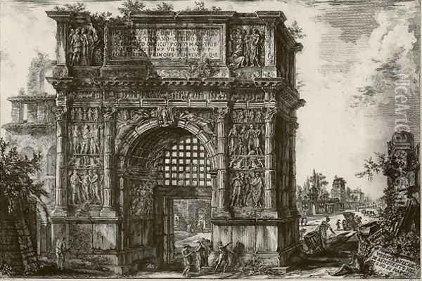 Veduta dell'Arco di Benevento nel regno di Napoli Oil Painting - Giovanni Battista Piranesi