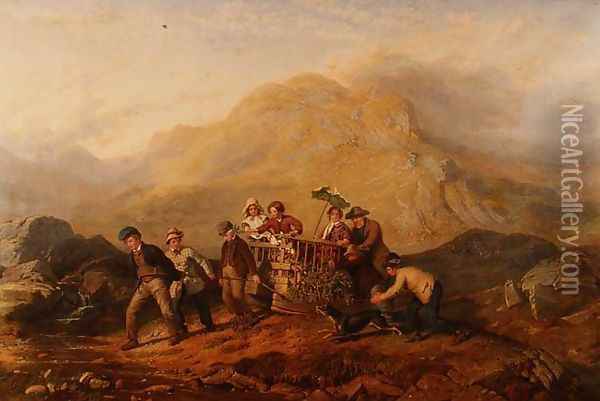The Height of Ambition, A scene in the Mardale mountains Oil Painting - Jacob Thompson