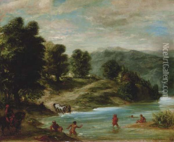 The Banks Of The River Sebou Oil Painting - Eugene Delacroix