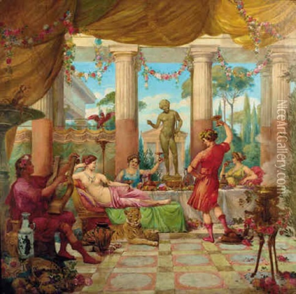 A Roman Bacchanal Oil Painting - Henri Prosper Wirth