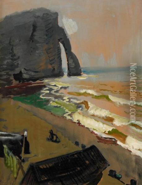 Kustlandskap - Etretat Oil Painting - Isaac Grunewald