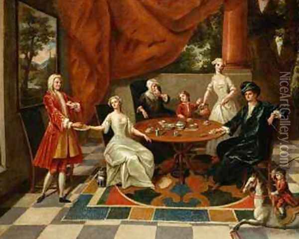 An Elegant Family Taking Tea Oil Painting - Gavin Hamilton