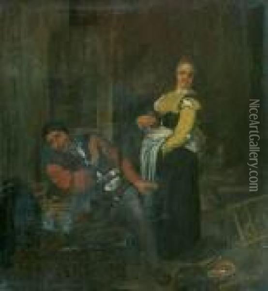 Scene D'auberge Oil Painting - Joos van Craesbeeck