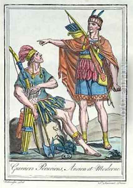 Ancient and Modern Peruvian Warriors Oil Painting - Jacques Grasset de Saint-Sauveur